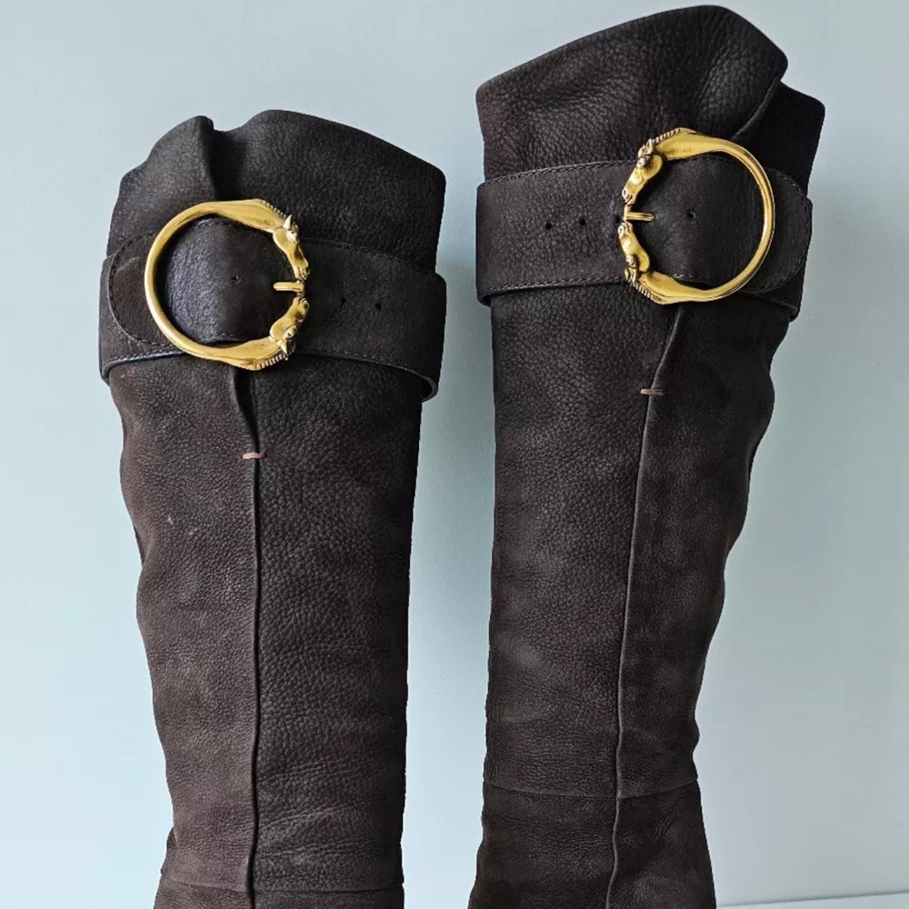 Gucci Josephine Brown Nubuck Horse-head Horse-bit Tall Platform